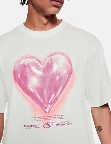 Vamtac Love Balloon Graphic Tees Men Y2k Oversized Cute Tshirts Summer Heart Short Sleeve Cotton Tops3
