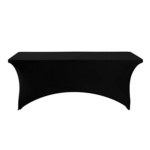 Hezuzo Spandex Table Cover For 6Ft Table Universal Fitted Stretch Tablecloth For Party, Banquet, Wedding And Events-Black #TOP1