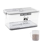 Dog Food Storage Container,15lb/7L Large Pet Food Storage Container,Time Recording Dog Treat Jar with Lid,Airtight Dog Food Container with 4 Snap Clips and Dog Food Measuring Cup, Moistureproof/Clear