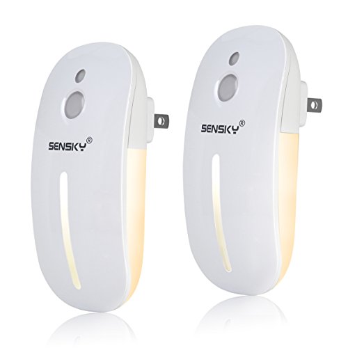 Sensky Plug in Night Light - 2 Pack Dimmable 3500K Warm White LED with Auto Dusk to Dawn Sensor and Dual Front Back Lighting - for Bedroom Bathroom Kitchen Hallway Stairs Home Decor Lamp by Sensky - Used condition - US$11.56