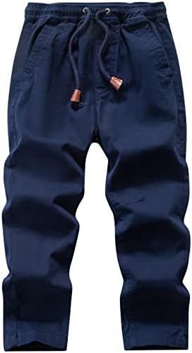 WIYOSHY Jungen Chino Hosen mit Elastischem Bund und Kordelzug in Uni-Farbe