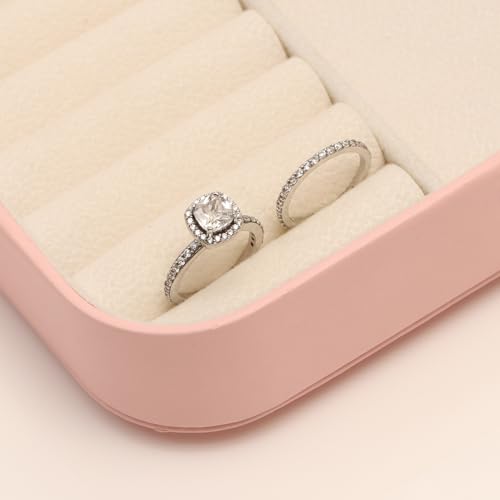 LeCalla 925 Sterling Silver CZ Engagement Wedding Ring | Bridal Rings Sets Zirconia Halo CZ Engagements Rings | Wedding Bands for Women | Promise Rings for Her Size 5-84