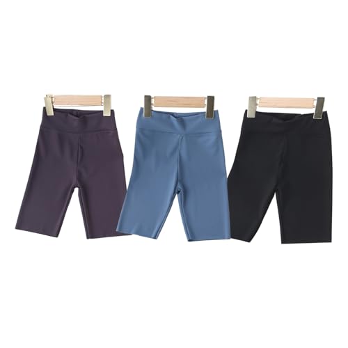 Leggings femininas na altura do joelho para ciclismo, ioga, corrida, Preto + prata + azul claro, 9-1