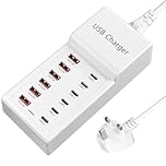 USB C Charger Block, Multi USB Charging Hub Multiple usb charger station 50W Desktop (6 Type C+6 USB A) Portable Plug Compatible with iPhone 13/14/15/16/Smartphone/Tablet