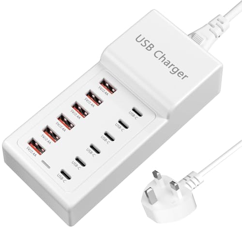 USB C Charger Block Multi USB Charging Hub Multiple usb charger station 50W Desktop (6 Type C+6 USB A) Portable Plug Compatible with iPhone 13/14/15/16/Smartphone/Tablet