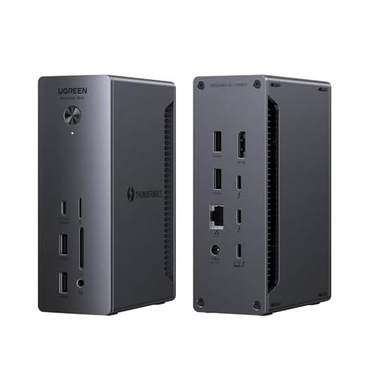 UGREEN Revodok Max 213 Double Thunderbolt 4 Station Accueil 13 en 1 Double Moniteur 4K60Hz 8K30Hz Dock Station USB C 3.2 10Gbps Hub USB C Ethernet RJ45 Lecteur de Carte SD TF 3.5mm Alimenté DC 180W