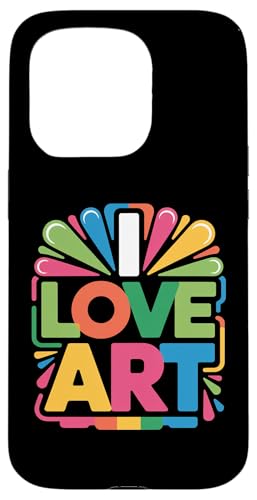 カラフル I Love Art 大胆なタイポグラフィ スマホケース iPhone 15 Pro 用
