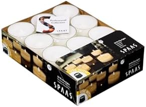 Spaas 24 Maxi Unscented Clearlights, Tealights in Transparent Cup, ± 10 Hours, White