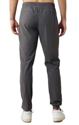 Lunturn Men'S Stretch Athletic Pants Lightweight Workout Joggers With Zipper Pockets Dark Grey thumb #2