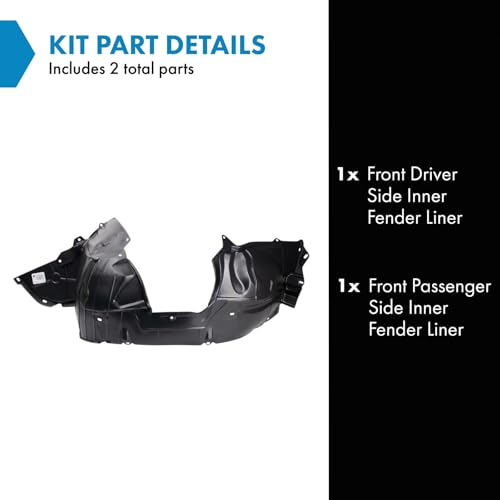 Image of TRQ Front Inner Fender Liner Set Compatible with 2007-2012 Nissan Versa NI1248114 NI1249114