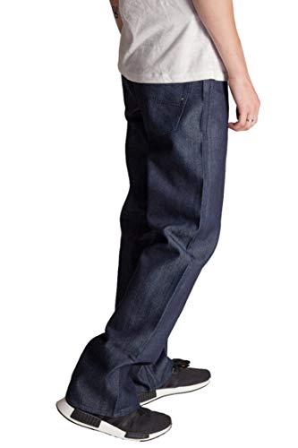 KAYDEN.K Men's Loose Fit Unwashed 5 Pocket Raw Denim Contrast Stitch Jean Pant3