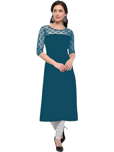 Image of Women's Crepe A-line Straight Kurtis, Plain Casual Wear Kurtis