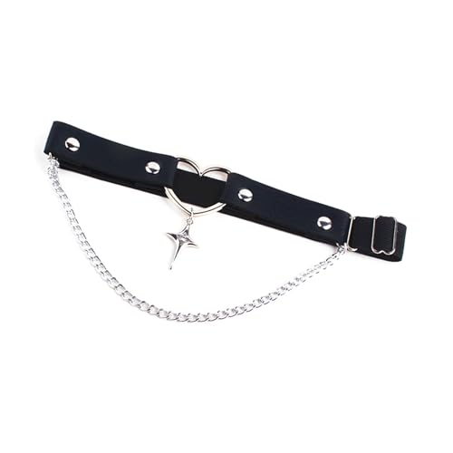 Punk Rock Metal Heart Leg Band With Metal Buckle For Women Faux Leather Adjustable Elastic Thigh Garter Belt For Cosplay Fashionable Leg Rings