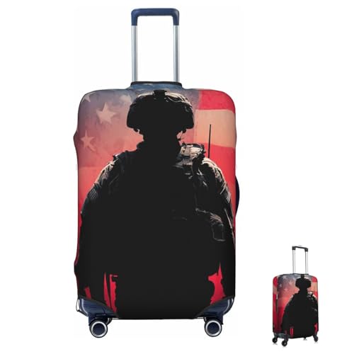 Luggage Cover Washable Elastic Suitcase Covers American Flag Soldier Travel Baggage Cover Fashion Anti-scratch Suitcase Protector Decoraitve Covers Fits 18-32 Inch Luggages Small