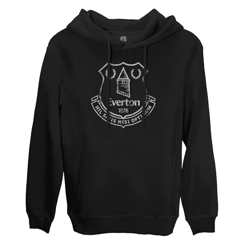 1863FC Everton FC Mono Badge Fleece Pullover Hoodie - Black (US, Alpha, Large, Regular, Regular, Black)