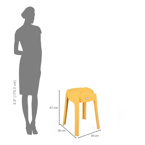 Image of Nilkamal Twist Sturdy and Durable Plastic Seating Stool | Set of 2 | for Living Room, Bedroom, Bathroom, Kitchen, Office | Mustard Yellow