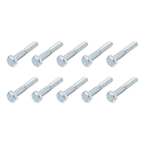 METALLIXITY Hex Bolts (1/4-28x1-1/2) 10Pcs, Grade 2 Carbon Steel Zinc Plated Partial Threaded, UNF Fine Thread Hex Head Screw Bolt - for Furniture Repair, Silver