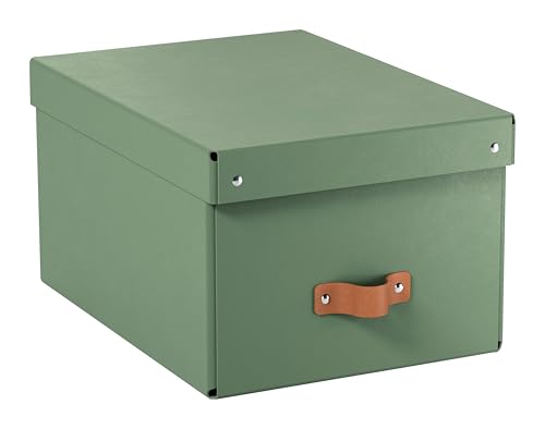 Boîtes de rangement Leitz Puro format moyen avec couvercle : 2 boîtes solides, boîtes empilables 17L pour maison, bureau (27x37x20cm, vert), compatibles...