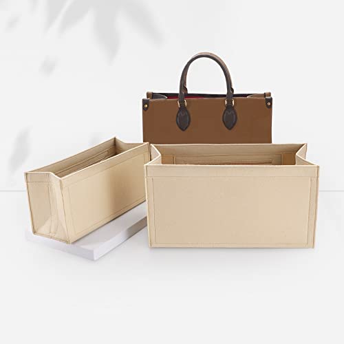 Bag Organizer For Onthego Premium Felt Purse Organizer Insert For Tote Handbag With Zipper Pocket (X-Large, Gm, Beige) #TOP6