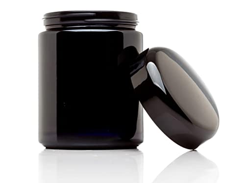 ULTRA JARS (6-Pack) 250ml Wide Mouth Ultraviolet Glass Jar with Black Screw Top Lid - Airtight |Smell Proof | Leak Proof | UV Storage Container | Refillable Canister