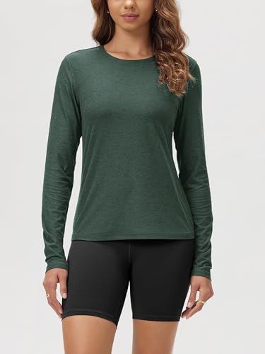 Image of ODODOS Women's Long Sleeve T-Shirt - Ultra Soft odSTRATUM Tech Performance Top UPF 50+ Breathable Crew Neck Pullover