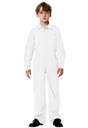 Aobute Little Boys Golf Caddy Coverall Halloween Scary Killer Long Sleeve Jumpsuit White 5-6 Years