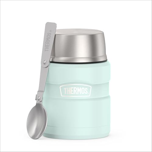 Image of THERMOS Stainless King Vacuum-Insulated Food Jar with Spoon, 16 Ounce, Matte Light Blue
