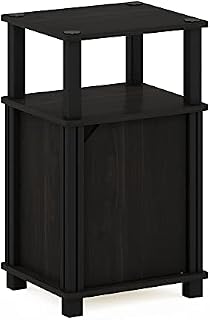 Furinno 3-Tier End, Side Table, Nightstand with Door, Engineered Wood, Espresso/Black, 1-Pack