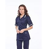Portwest LW20 Women’s Classic Tunic Polycotton Work Uniform with Pockets Ladies Healthcare Beauty Concealed Zip Action Back Spa Salon Nail Massage Therapist Shirt Top, Navy, XXL - Image 4