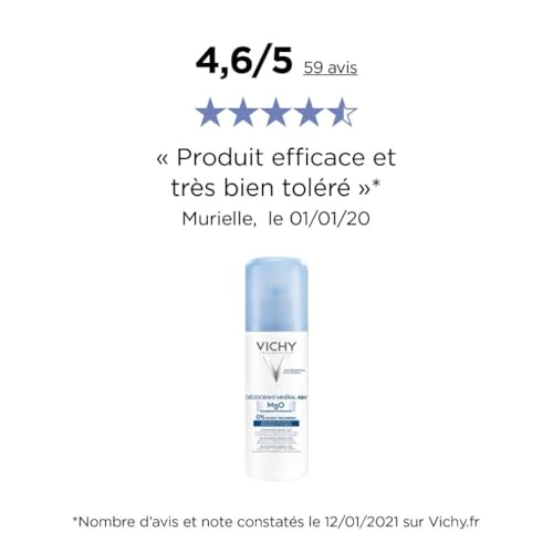 Vichy Déodorant Aérosol Efficacité Longue Durée 48 H Formule Minérale Sans Alcool Actifs Anti Odeur d'Origine Naturelle Adapté aux Peaux Sensibles 125 ml - vue 10