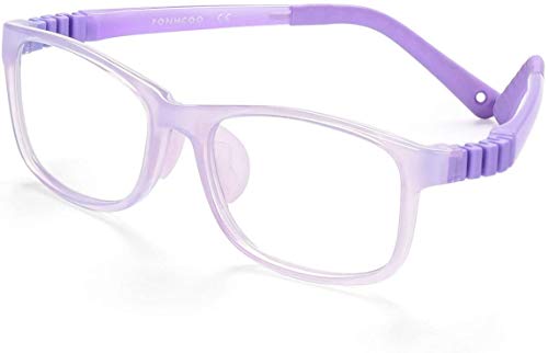 FONHCOO Blue Light Blocking Glasses for Kids, Boys & Girls Unbreakable Frame Computer Gaming TV Phone Glasses with Glasses Strap, for Children Age 3-15