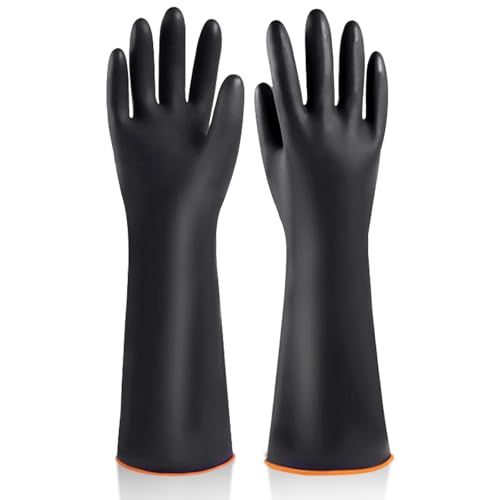 Gizmolet Heavy Duty Chemical Resistant Gloves, 45cm Long, Reusable, Waterproof, Acid, Alkali & Oil Resistant, Suitable for Dishwashing, Household Cleaning, Gardening, Industrial Use, Men & Women