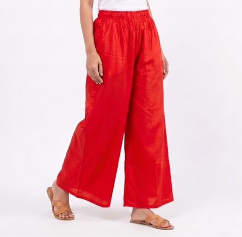 Image of Women Plazzo | Rayon Wide Leg for Women | Elastic Waist Flared Palazo Trousers | Comfortable Casual & Ethnic Wear Palazzo Pants