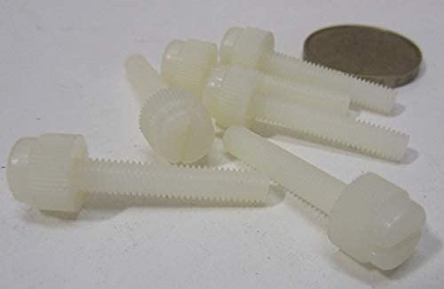 Nylon Knurled Slotted Head Thumb Screws Natural 10-32 x 1.00 Length, 100 Pcs