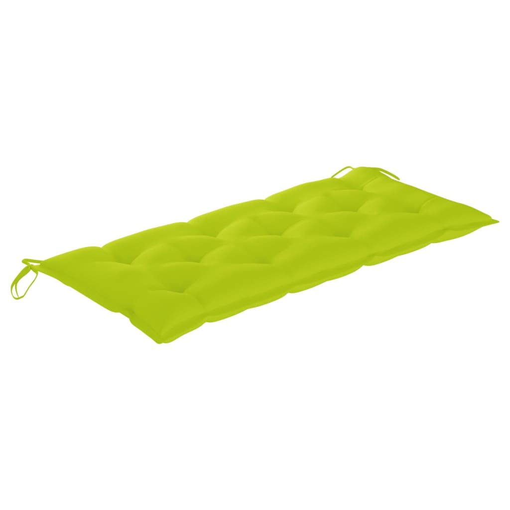 Banco de jardín de bambú de 120 cm con cojín, banco de bambú resistente a la intemperie e impermeable, con respaldo y cojín de poliéster impermeable con cintas de fijación,