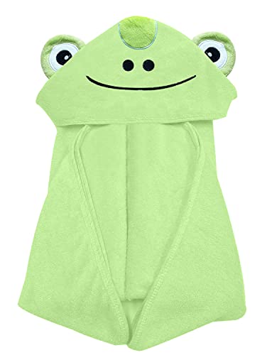 Image of YOYOO Baby Bath Towel – Viscose Derived from Bamboo, Baby Hooded Towels - Newborn Essential Cute Green Frog-Perfect Baby Registry Gifts for Boy Girl- 37.5 × 37.5''
