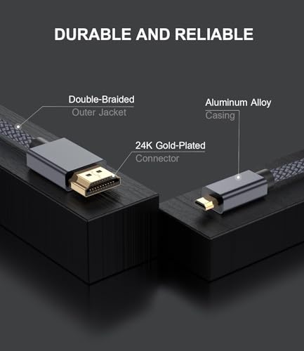 Elebase Micro HDMI Cable 10 FT,4K 60Hz Micro HDMI Type D Cord Compatible for Raspberry Pi 4 4b,GoPro Black Hero 7 6 5 4,Sony Camera A6000 A6300,Nikon B500,ZV-E10,Lenovo Yoga 3 Pro 710,Canon,Insignia