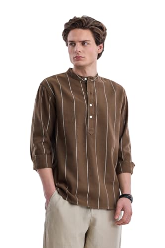 Image of SNITCH Men Casual Shirt for Smart & Everyday Wear | Regular Fit Full Sleeve Point Collar Striped Pattern | Breathable Cotton Blend Fabric for All Day Comfort
