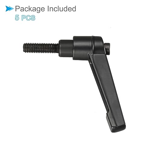 Image of Clamping Lever Handles, M6 x 20mm Male Thread, Adjustable Quick Release Locking Rotating Bolt Knobs Black - (Applications: for Lathe Machinery), 5-Pieces
