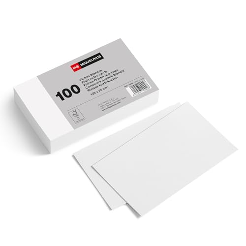 Miquelrius - Flashcards, Tarjetas de Estudio, 100 Fichas Lisas para Notas, Tamaño 125 x 75 mm, Papel Cartulina Offset 180 g/m², Material de oficina y escolar para la vuelta al cole