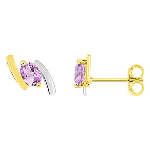 Améthyste boucles d'oreilles puces or 18 carats bijoux femme de 6 mm de diametre