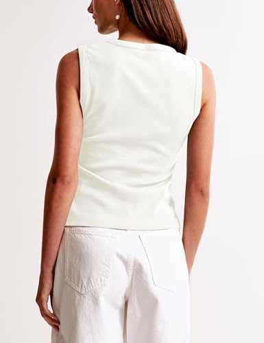 Cioatin Women Ribbed Button Down Tank Tops Sleeveless Crew Neck Slim Fit Open Front Crop Vest Going Out Y2K Clothes2