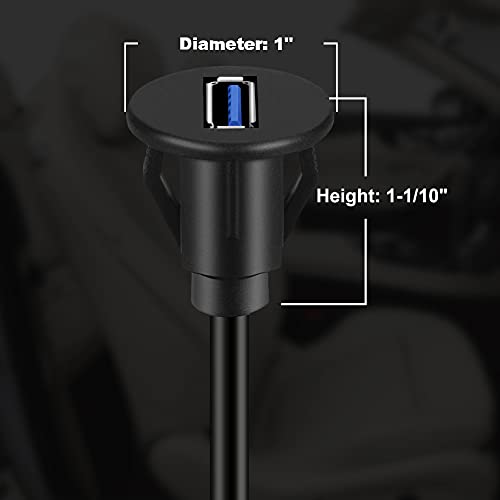 SMALL SINGLE PORT USB 3.0 CAR MOUNT FLUSH CABLE