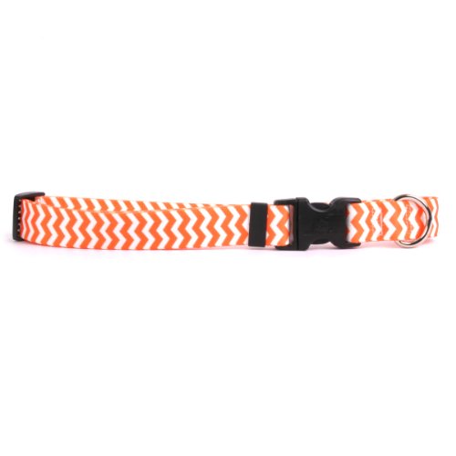 Image of Yellow Dog Design Chevron-Tangerine Dog Collar Fits Neck 14 to 20 inch, Medium 1 inch Wide