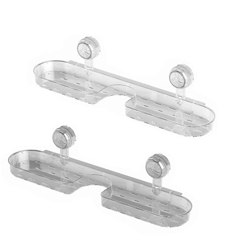 Swanswick Estante de ducha con ventosa para baño, organizador de almacenamiento de plástico transparente, paquete de 2