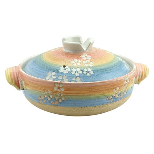 Eleeonora Olla De Arcilla Japonesa,Olla Caliente De CeráMica Japonesa Donabe Colorida,Cazuela Resistente Caliente con Tapas Japonesa,Seguro Y Fiable,para Cocinar Sopas Y Guisos