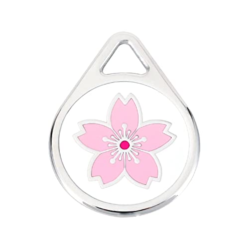 CoolDogs Sakura Stainless Steel Enamel Pet ID Tags for Dogs and Cats, Personalized Dog Tag, Pet Tag, Cat Tag, Dog Name Tags,Cat Name Tags, Collar Tags with Custom Deep Laser Engraved ID (Small)