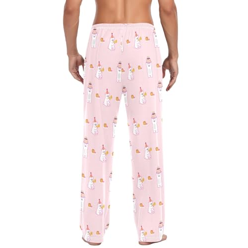 Men's Polar Bear Pink Sleep Pajama Pant,Soft Pajama Bottoms with Pockets Drawstring 23039342