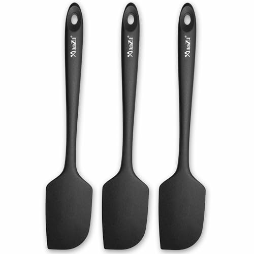 3 Pack Large Silicone Spatula for Kitchen 600F Heat Resistant Rubber Spatulas for Baking Cooking Scraping and Mixing Non Stick Kitchen Utensils BPA Free 11.2 in (Black)