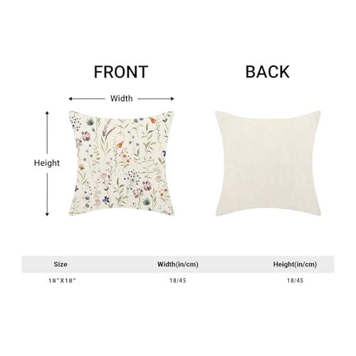 Image of AEIOAE Spring Pillow Covers 18x18 Inch Set of 2, Sage Green Colorful Wild Flower Throw Pillows Case,Seasonal Floral Plant Outdoor Decorative Farmhouse Decor Cushion Covers for Sofa Bed Couch